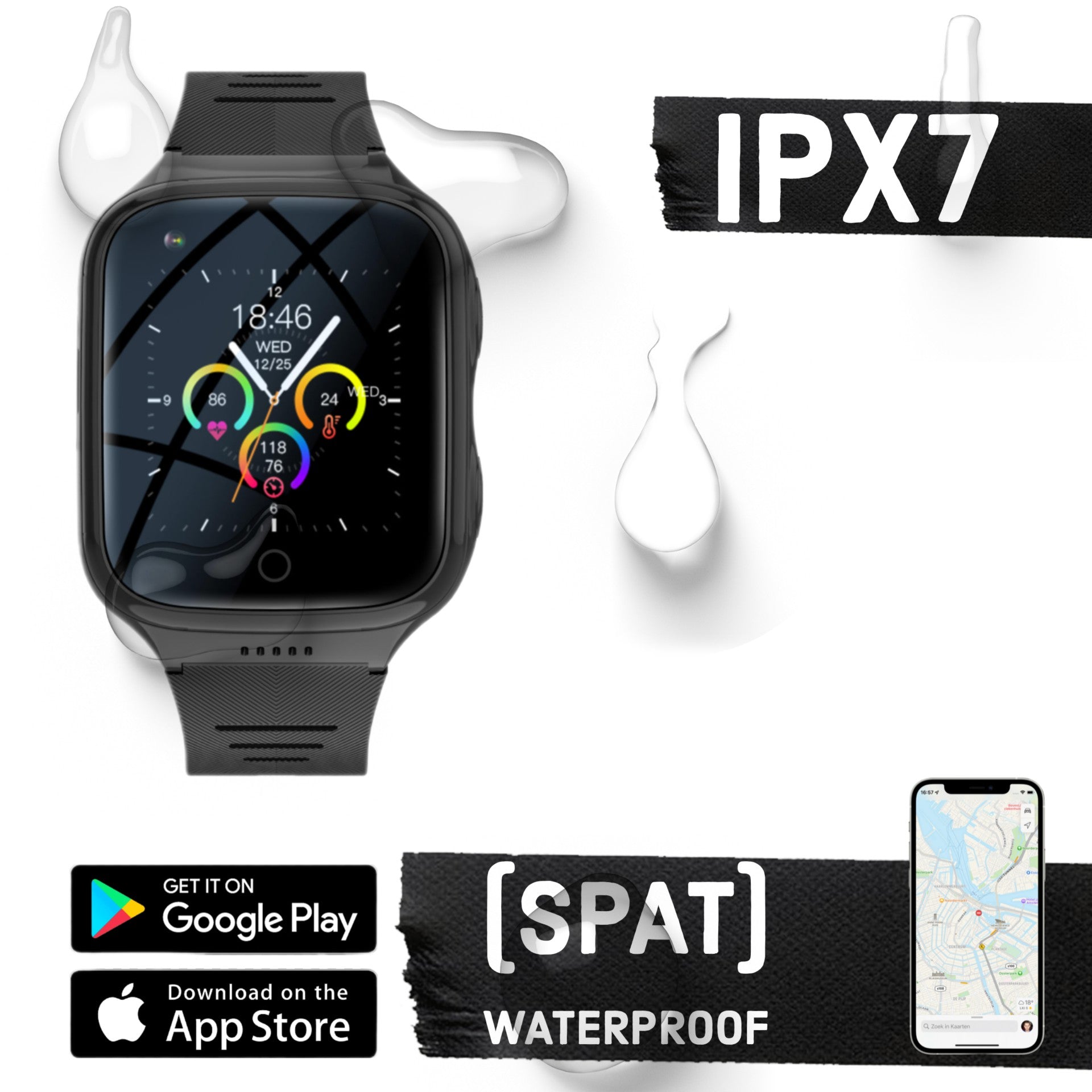 GPS Smartwatch WB9L - GPS Watch Senior - Smartwatch pour personnes âgées - Alarmes personnelles - montre d'alarme personnes âgées - GPS Watch Alzheimer - Détection de chute