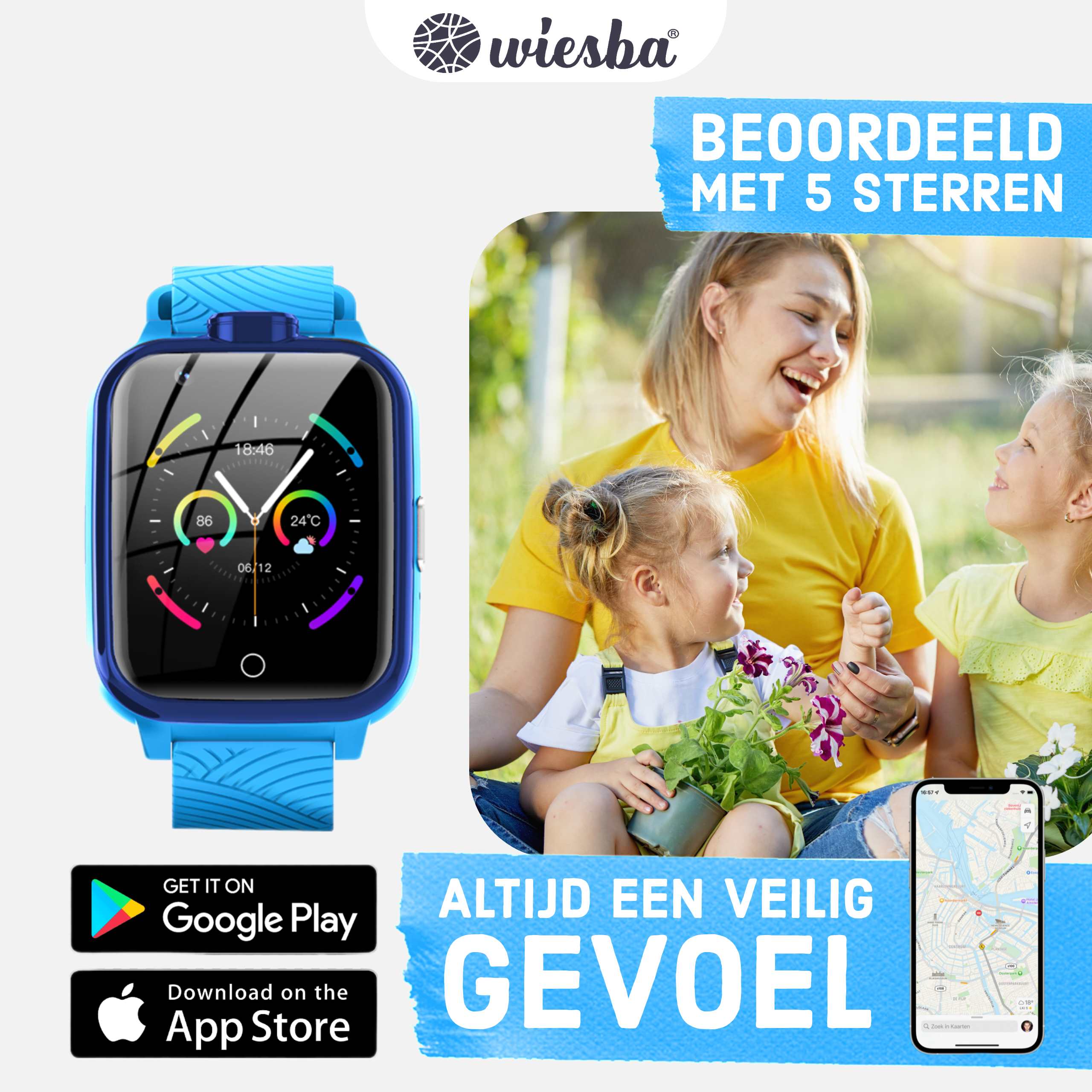 GPS Smartwatch kinderen WB13 - kinderhorloge met gps - kinderhorloge bellen - gps tracker kinderhorloge - gps horloge kinderen - kinderhorloge