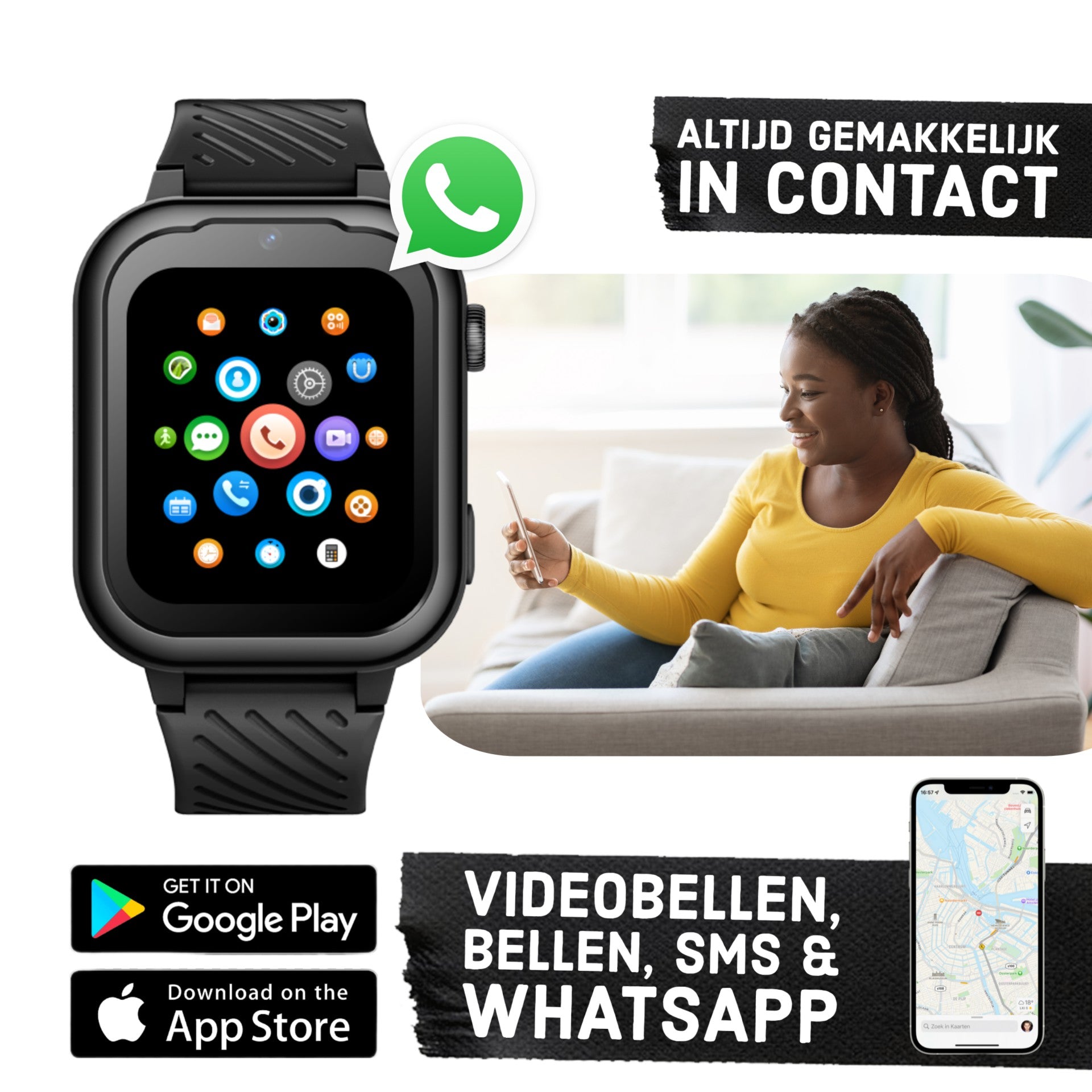 Kinder smartwatch met gps sos sms en discount belfunctie